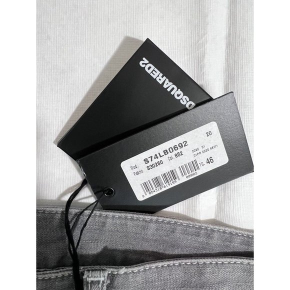 DSQUARED2 Mens Slim Jean IT46 W32 Denim Jeans S74LB0692S30260852 NWT Grey Gray - Picture 16 of 16